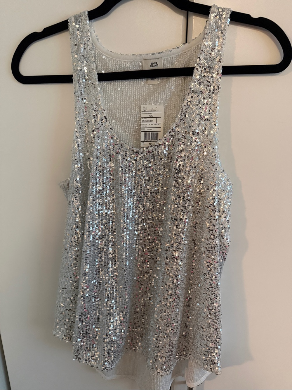 River Island Silver Sequin Scoop Neck Tank